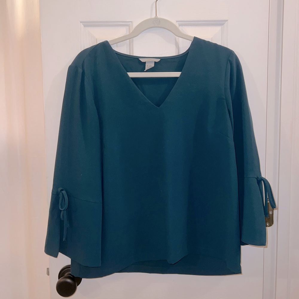 H&M jewel-tone long sleeve top w/ V-Neck